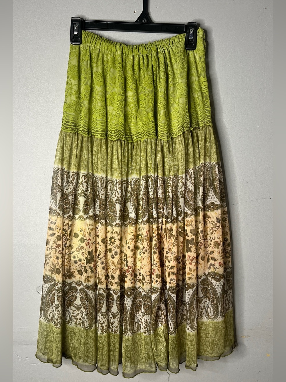 Bohemian-StyleTiered Lightweight Midi/Below Knee Size 12 Skirt